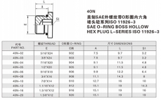 堵头—美制SAE外螺纹带O形圈内六角 堵头轻系列ISO 11926-3