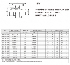 焊接式管接头—公制外螺纹O形圈平面密封/英雄管外螺纹