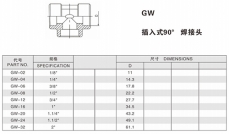 焊接式管接头—插入式90° 焊接头