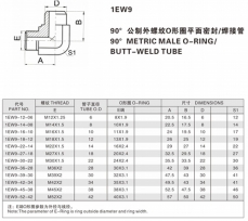 焊接式管接头—90°公制外螺纹O形圈平面密封/焊接管