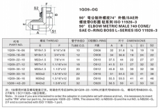 扩口式管接头—90°弯公制外螺纹74°外锥/SAE外 螺纹带O形圈 轻系列 ISO 11926-3