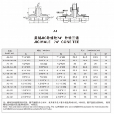 扩口式管接头—美制JIC外螺纹74°外锥三通