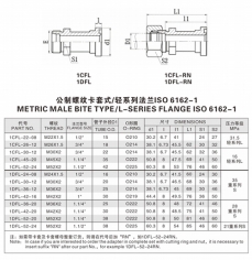 法兰接头—公制螺纹卡套式/轻系列法兰ISO 6162-1