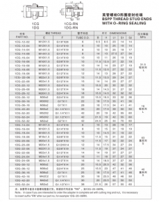 卡套式管接头—英管螺纹O形圈密封柱端