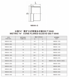 扩口式管接头—公制74°锥扩口式管接头衬套GB/T 5646